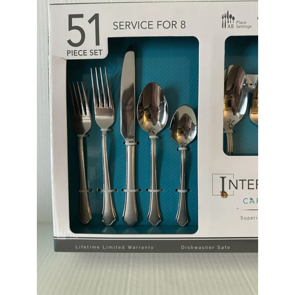 International Capri Frost 51 Pc Flatware Set Service for 8 Stainless Steel NIB